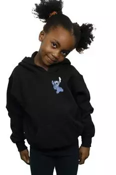 Толстовка Lilo And Stitch с принтом груди на спине Disney, черный