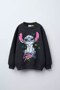 Толстовка лило и стич disney ZARA, антрацитово-серый