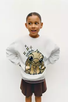 Толстовка лило и стич disney ZARA, устрично-белый