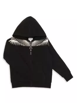 Толстовка Little Boy's & Boy's Icon Wings с молнией во всю длину Marcelo Burlon, черный