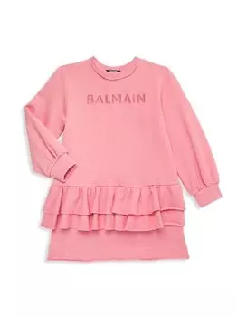 Толстовка Little Girl's & Girl's с заниженной талией и логотипом для девочек Balmain, розовый