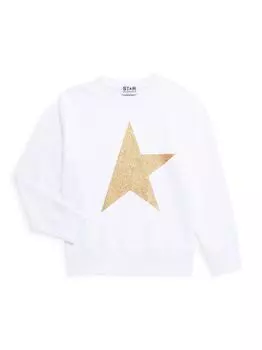 Толстовка Little Kid's & Kid's Glittery Star с круглым вырезом Golden Goose, белый
