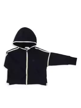 Толстовка Little Kid's & Kid's с контрастной отделкой и логотипом Moncler, темно-синий