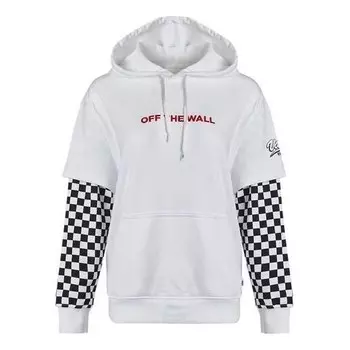 Толстовка logo embroidered checkerboard print hoodies 'white black' Vans, белый