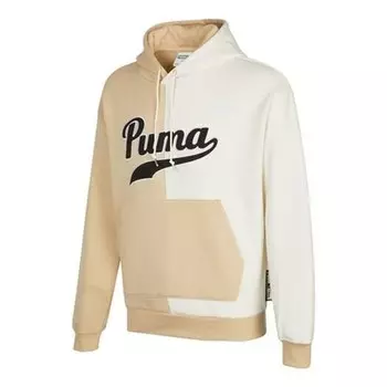 Толстовка logo embroidered colorblock fleece lined stay warm sports Puma, бежевый