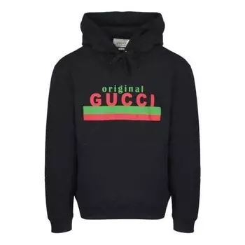 Толстовка logo graphic hoodie 'black' Gucci, черный