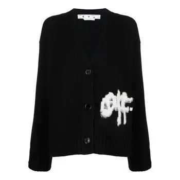 Толстовка logo intarsia cardigan 'black white' Off-White, черный