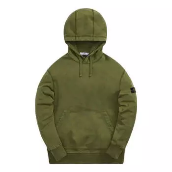 Толстовка logo patch pull over hoodie 'olive green' Stone Island, зеленый
