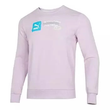 Толстовка logo pattern printing sports round neck pullover purple Puma, фиолетовый