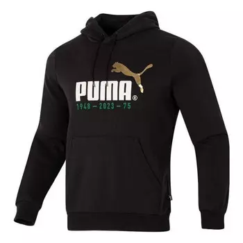 Толстовка logo printed casual hoodie 'black white' Puma, черный
