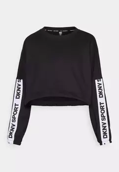 Толстовка LOGO TAPE CROPPED CREW NECK PULLOVER DKNY, черный