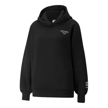 Толстовка logo wellness club crew hoodie 'black' Puma, черный