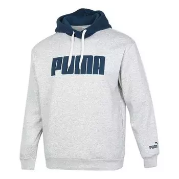Толстовка long sleeved pullover hoodie 'grey navy' Puma, серый