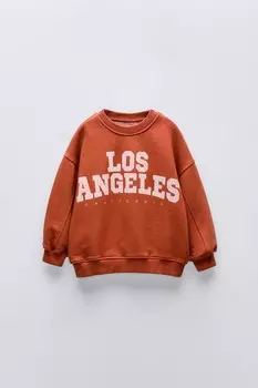 Толстовка лос-анджелес ZARA, красновато-коричневый