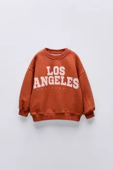 Толстовка лос-анджелес ZARA, красновато-коричневый