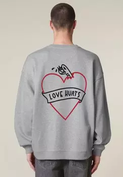 Толстовка LOVE HURTS BACK PRINT UNISEX HEAVYWEIGHT Mira Paris, пятнистый серый