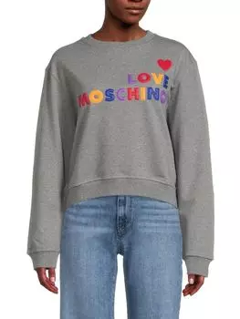 Толстовка Love Moschino с круглым вырезом и логотипом, серый