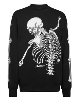 Толстовка LS Скелет Philipp Plein, цвет Black / White