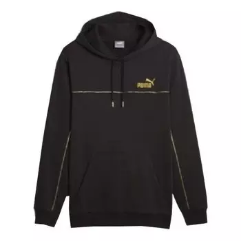 Толстовка luxe crew embroidered logo sports hoodie 'black' Puma, черный