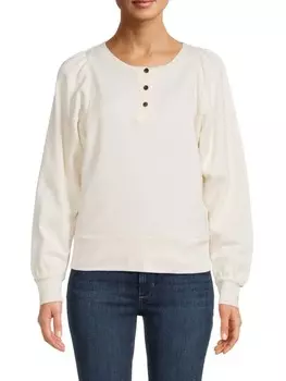 Толстовка Madewell Henley с пышными рукавами, ivory