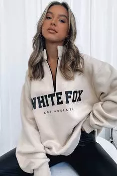 Толстовка женская Madmext с воротником на молнии, бежевый