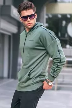 Толстовка мужская Madmext с полосками на рукавах, хаки