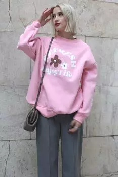 Свитшот женский Madmext с принтом, розовый
