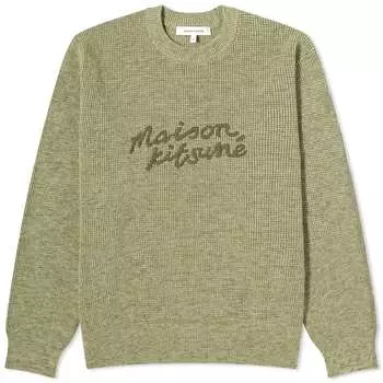 Толстовка Maison Kitsun Handwriting Comfort Sweat, цвет Khaki Green Melange