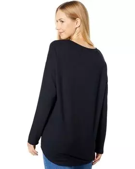 Толстовка Majestic Filatures French Terry Long Sleeve Semi Relaxed High-Low Crew Neck Sweatshirt, цвет Marine