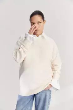 Толстовка мама оверсайз H&M, бежевый