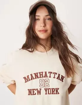 Толстовка Manhattan oversize цвета экрю Miss Selfridge