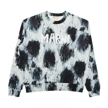 Толстовка Marni Placed Scribble Logo Sweatshirt Antique Silver, серебряный