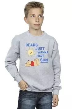 Толстовка «Медведи Винни-Пух просто хотят позагорать» Disney, серый