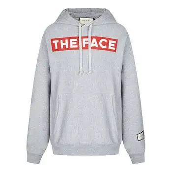 Толстовка men's alphabet printing hooded long sleeves autumn gray Gucci, серый