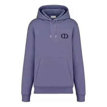 Толстовка Men's DIOR FW21 Logo Alphabet Embroidered Solid Color Pullover Purple Blue, синий
