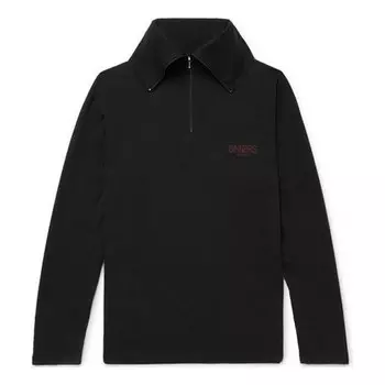 Толстовка men's embroidered logo half zipper high collar black Balenciaga, черный