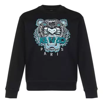 Толстовка men's fw20 tiger head embroidered cotton round neck long sleeves sports black Kenzo, черный