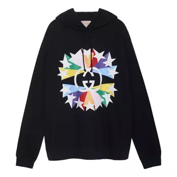 Толстовка men's fw21 full print interlock double g printing cotton black Gucci, черный