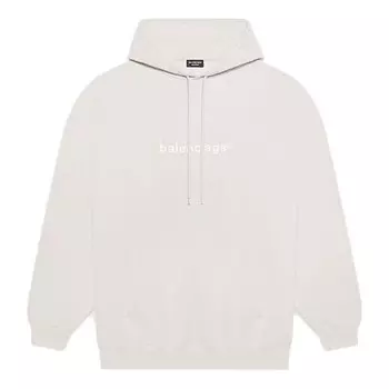 Толстовка men's fw21 logo alphabet printing hooded long sleeves creamy white Balenciaga, белый