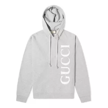 Толстовка men's large logo cotton gray Gucci, серый