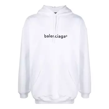 Толстовка men's logo pullover oversize white Balenciaga, белый