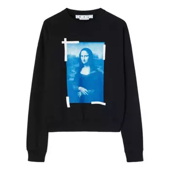 Толстовка men's mona lisa printing cotton round neck pullover black Off-White, мультиколор