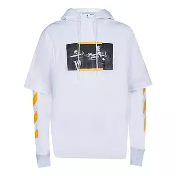 Толстовка Men's OFF-WHITE FW21 Caravaggio Painting Printing Pullover Loose Fit White, мультиколор