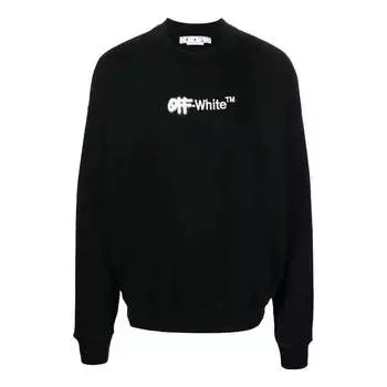 Толстовка Men's OFF-WHITE FW22 Logo Embroidered Round Neck Long Sleeves Black, черный