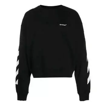 Толстовка Men's OFF-WHITE FW22 Stripe Logo Printing Round Neck Long Sleeves Loose Fit Autumn Black, черный