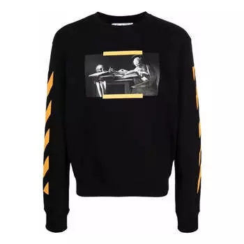 Толстовка Men's OFF-WHITE Printing Round Neck Long Sleeves Version Black, черный
