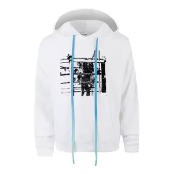 Толстовка men's printed logo arrow hooded long sleeves white Off-White, белый