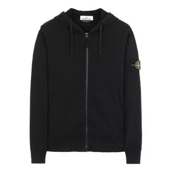 Толстовка men's sleeve logo zipper classic hooded cardigan black Stone Island, черный