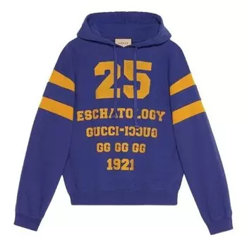 Толстовка men's ss21 alphabet stripe printing pullover blue Gucci, синий