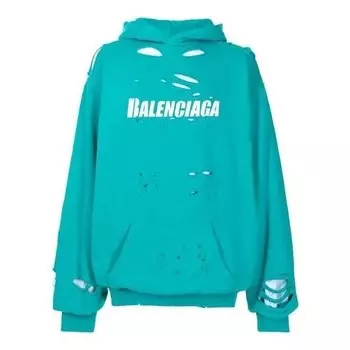 Толстовка men's ss21 classic alphabet printing hole sky blue Balenciaga, голубой